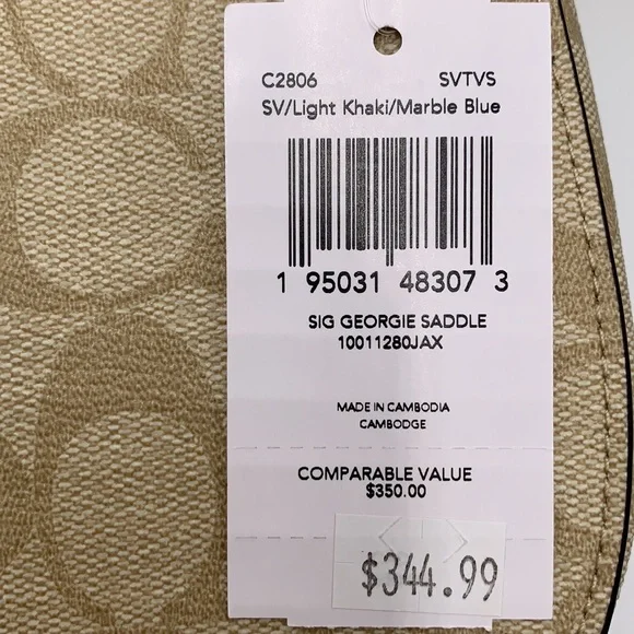 COACH Georgie Saddle Bag In Signature Canvas 
Silver/Light Khaki/Marble Blue - Picture 15 of 15